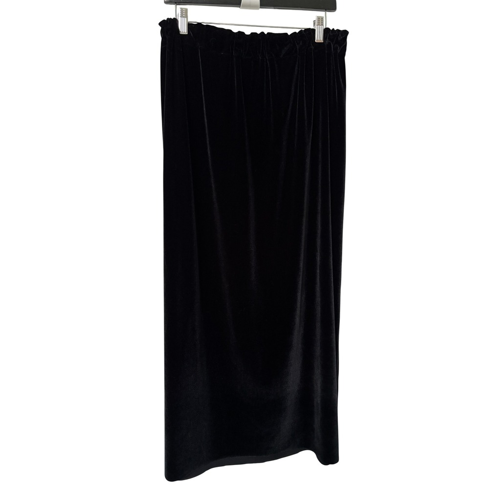 Babu Vintage Black Velvet Maxi Skirt Elastic Waist Made in Canada Large XL